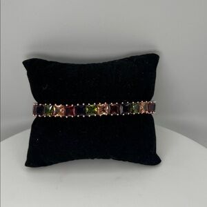 101. Multicolor Jewel Rose Gold Plated Bracelet 7”